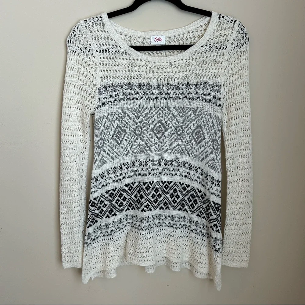 Justice Cream Crocheted Pullover Crew Neck Open Sweater / Sweater Dress Size 16